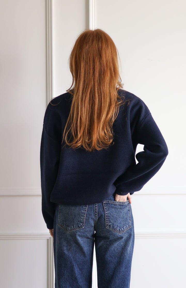 Zip Up Pullover - Navy