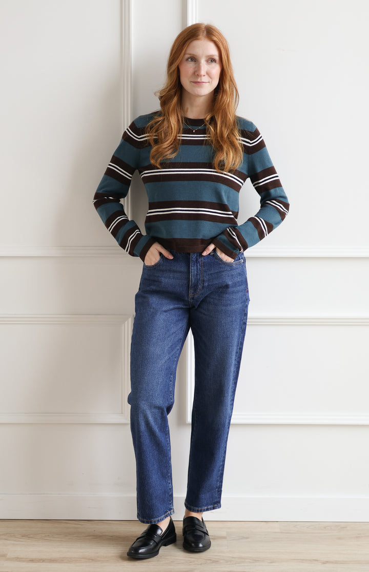 Boston Stripe Crewneck
