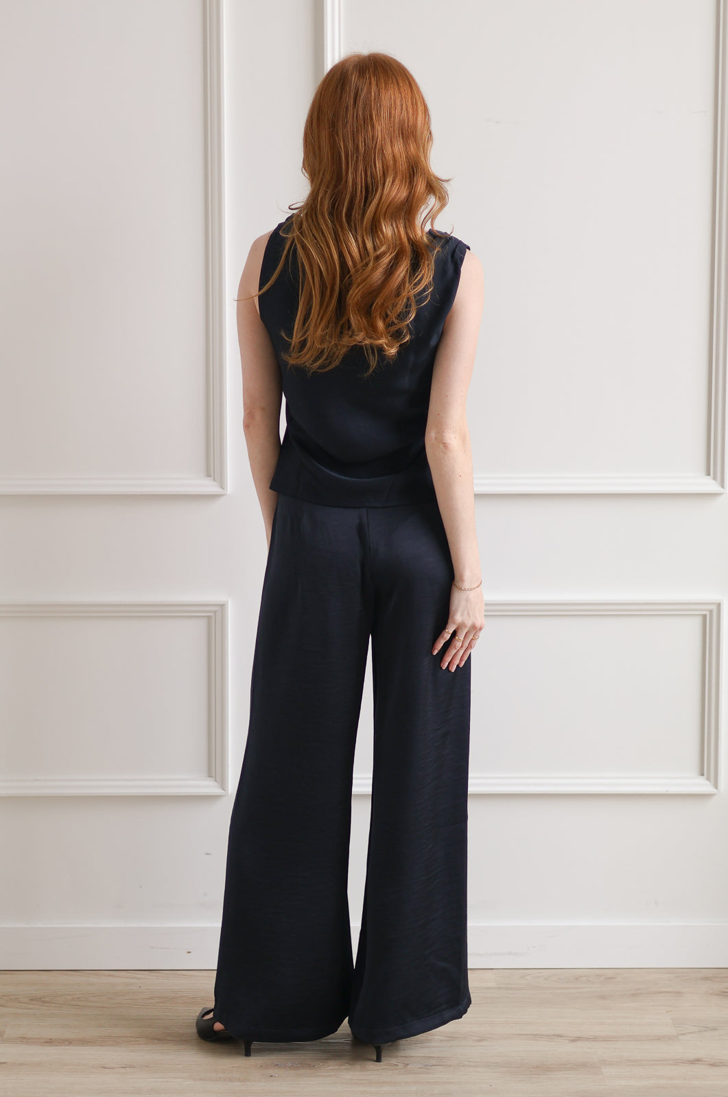 Satin Wide Leg Trouser - Indigo