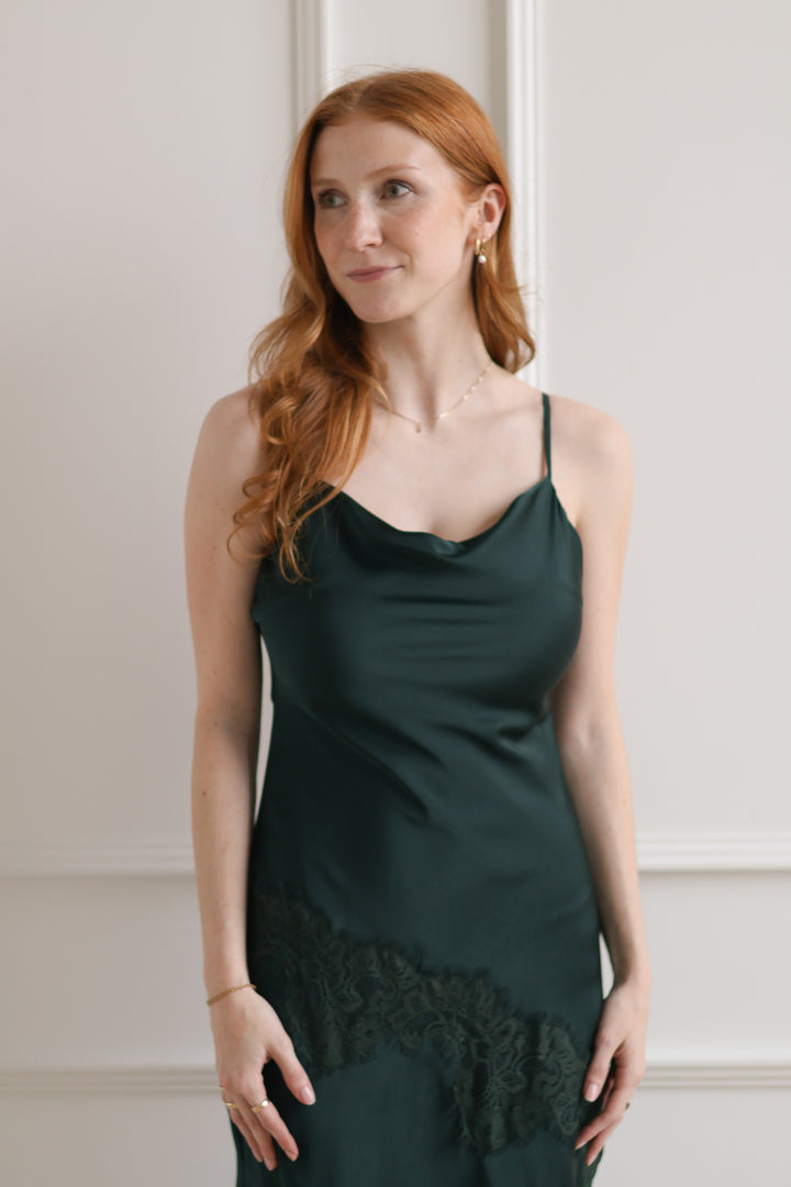 Pine Asymmetrical Slip Dress