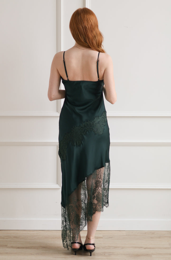 Pine Asymmetrical Slip Dress