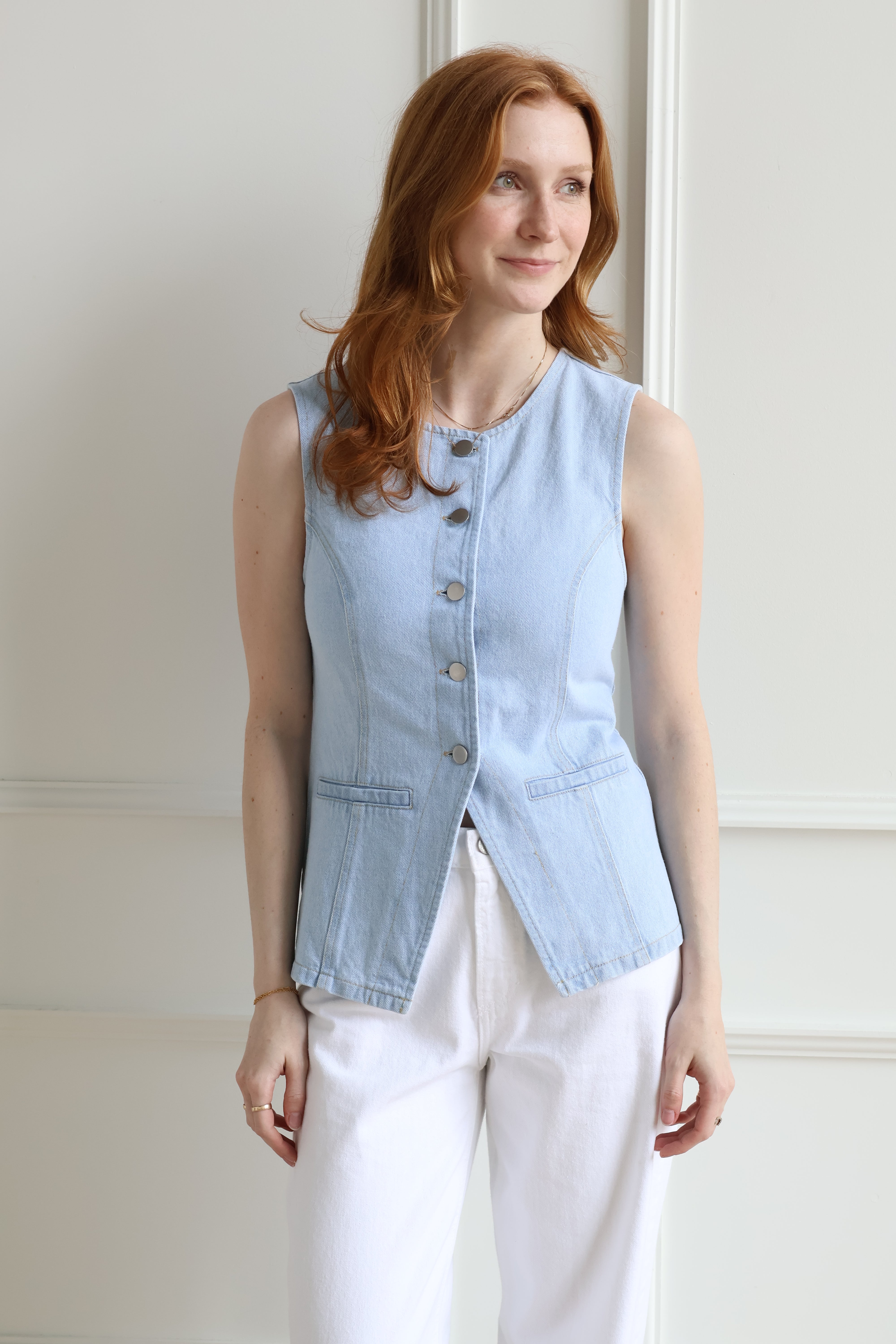 新品　UND MANY MOTIF BUTTON VEST TAG&OMZO Flower Three-button Jacquard Vest – 1ER AOÛT