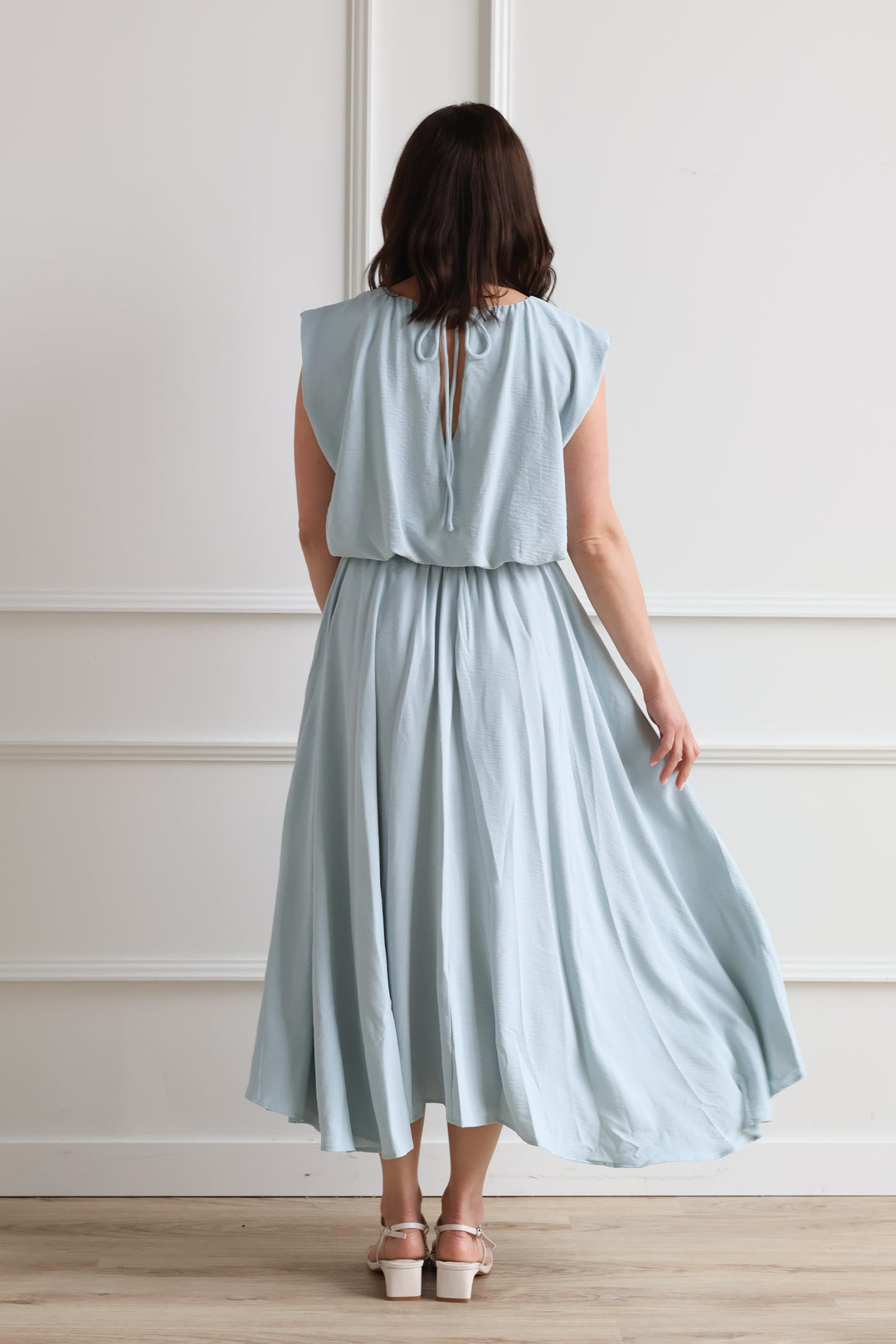Baby Blue Pleated Midi Skirt
