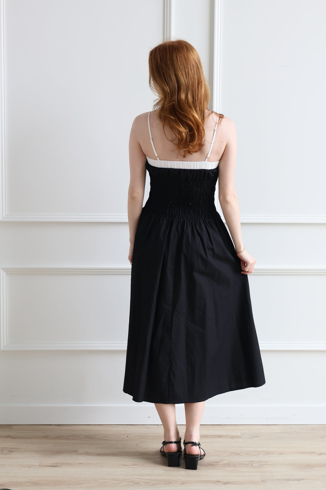 Smocked Poplin Midi Dress