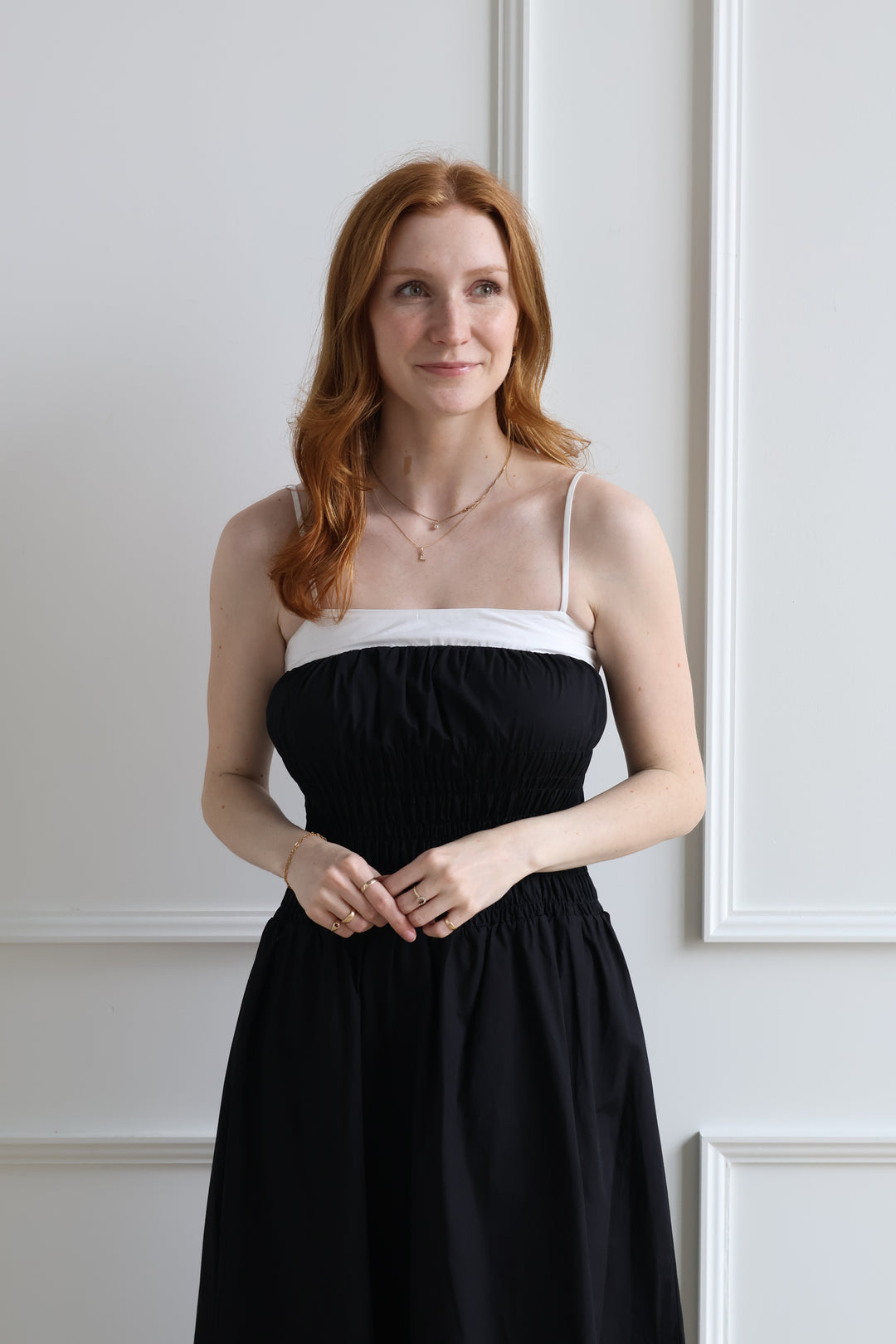 Smocked Poplin Midi Dress