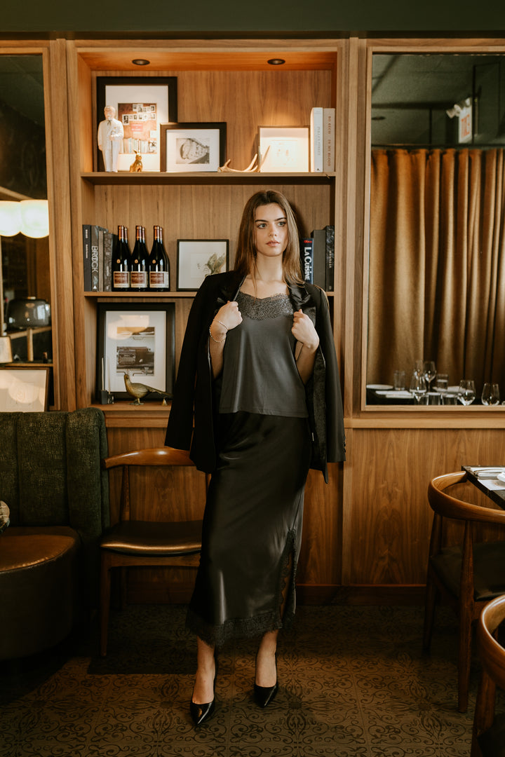 Leea Satin Lapel Blazer