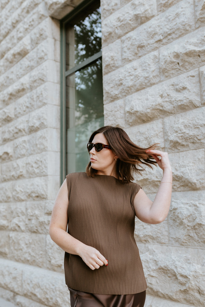 Pleated Blouse - Umber