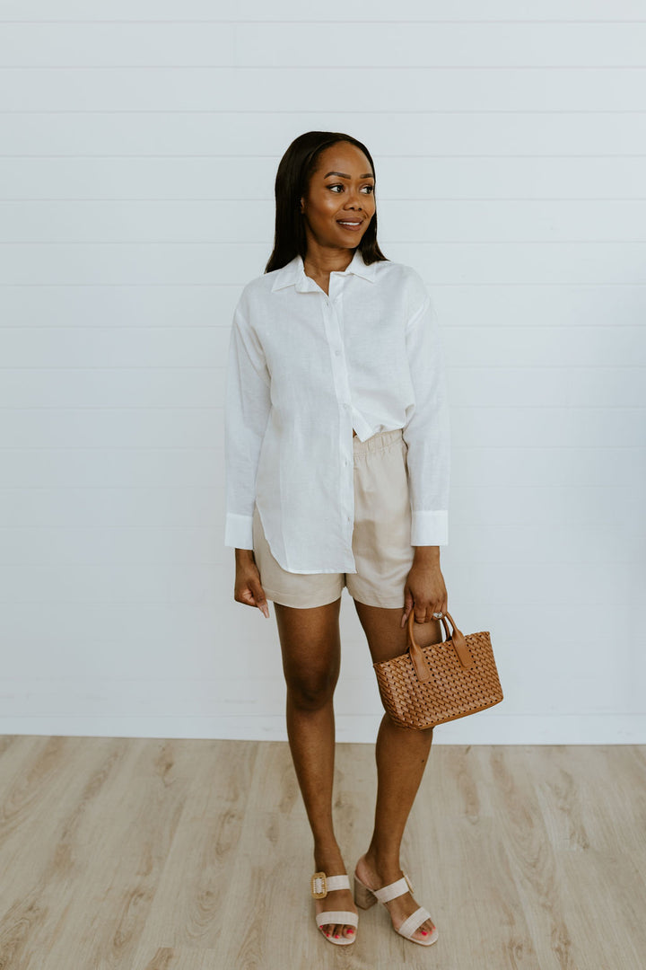 MAD Collection | Sail Away Linen Button Down - White