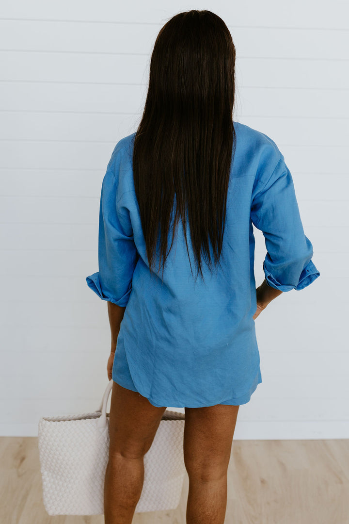 MAD Collection | Sail Away Linen Button Down - Azure