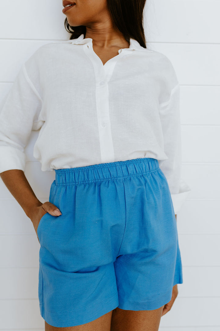 MAD Collection | Sail Away Linen Shorts - Azure