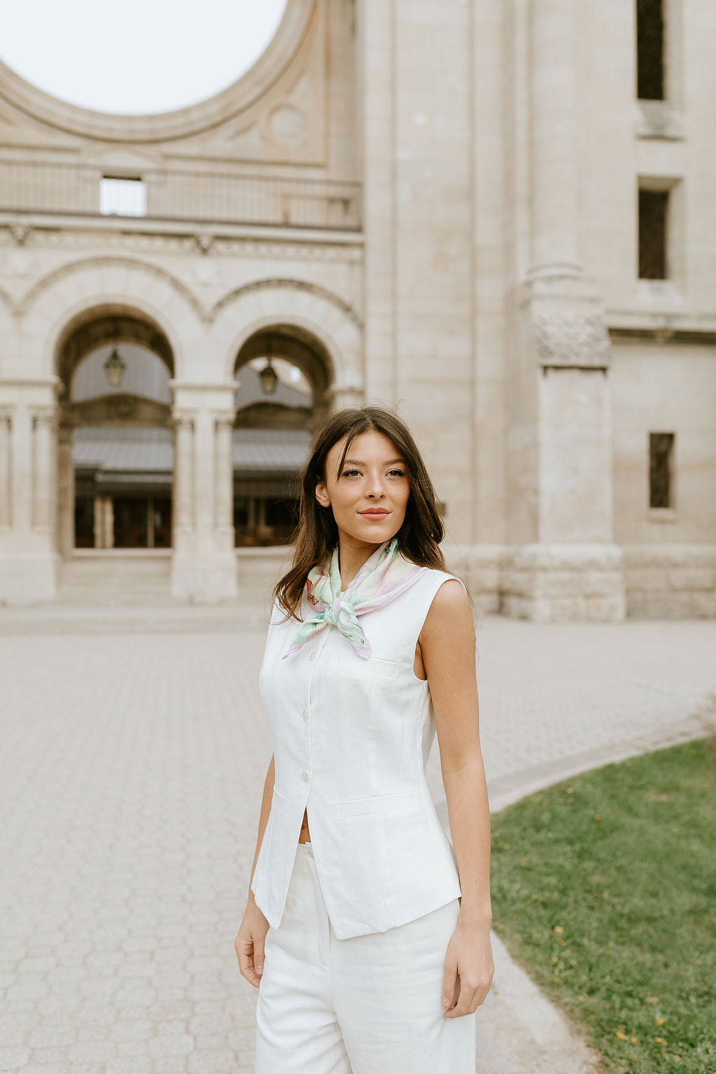 White Linen Vest