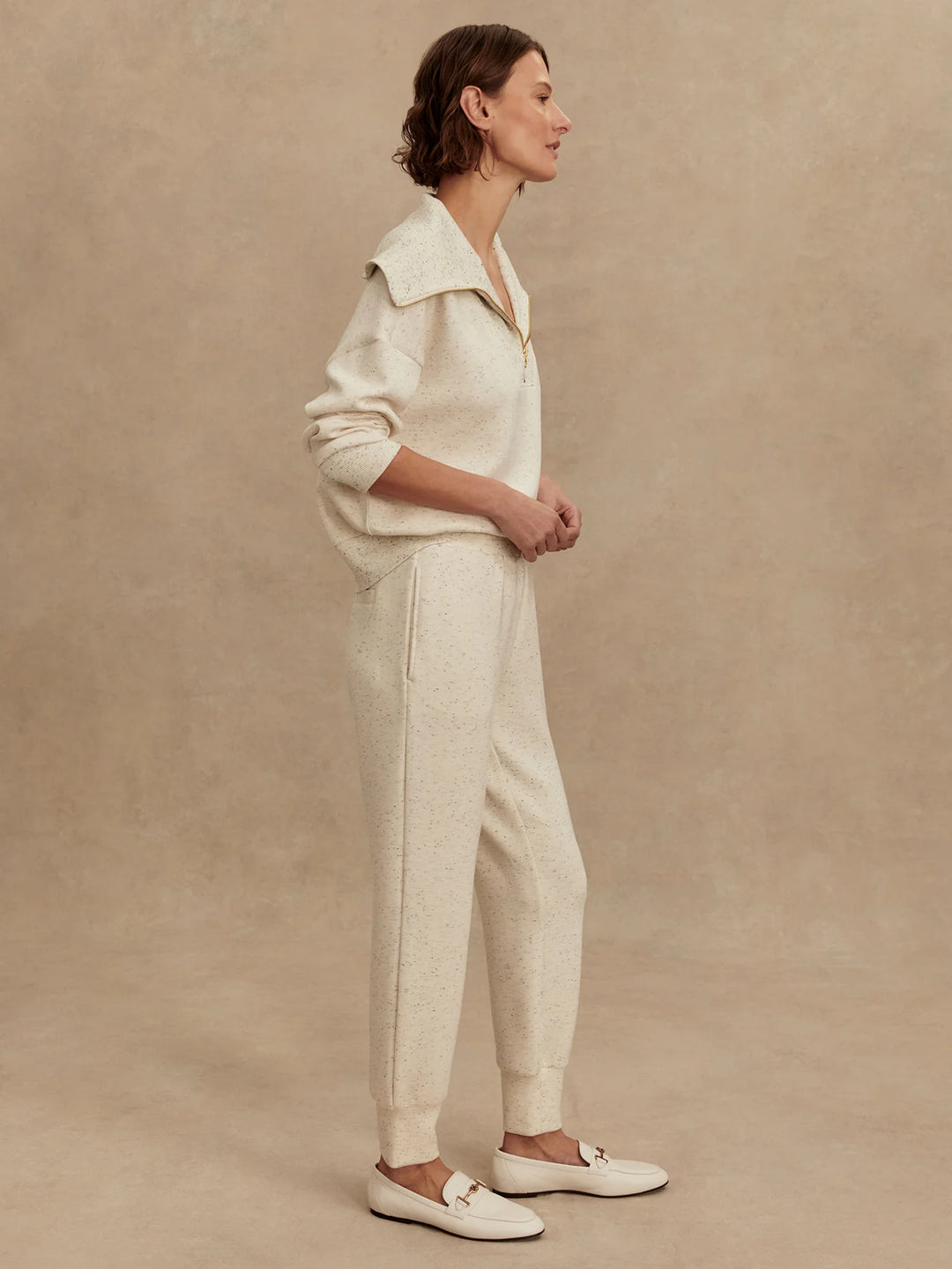 VARLEY | Slim Cuff Pant 27.5" - Ivory Marl Fleck
