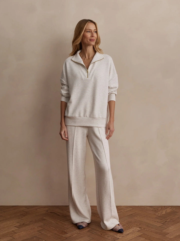 VARLEY | Hawley Half Zip Sweat - Ivory Marl
