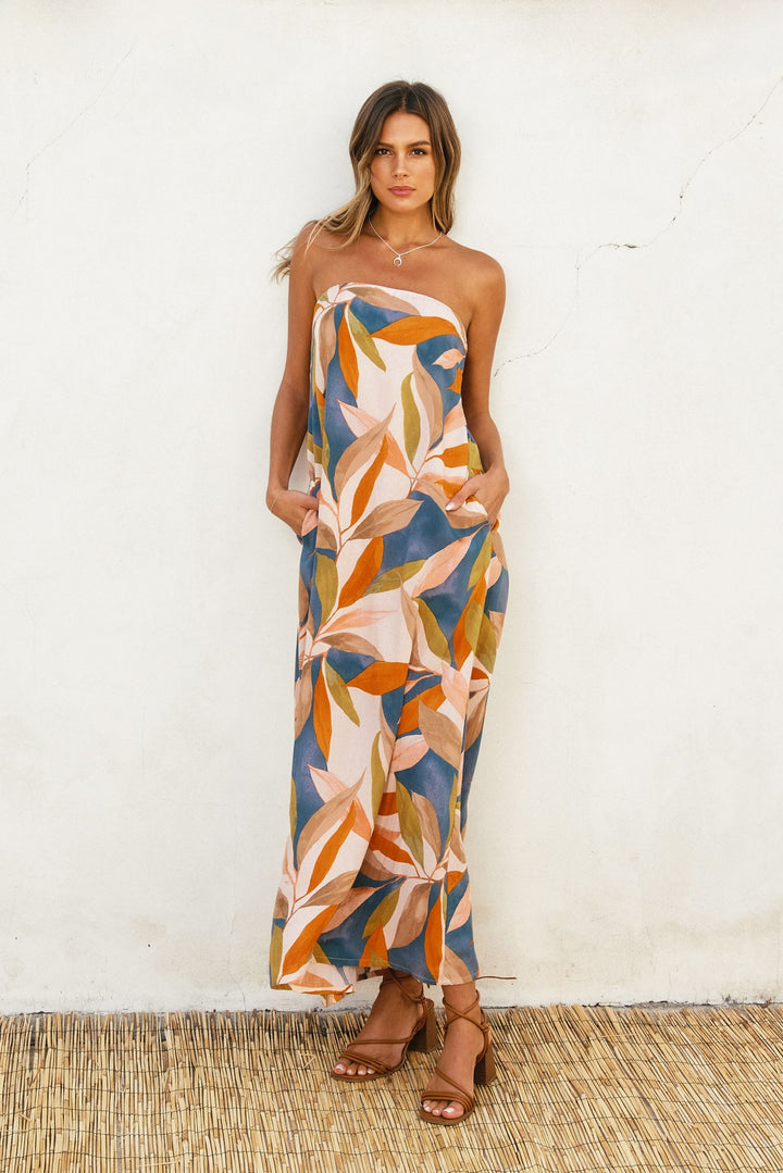 Destinations Floral Strapless Maxi