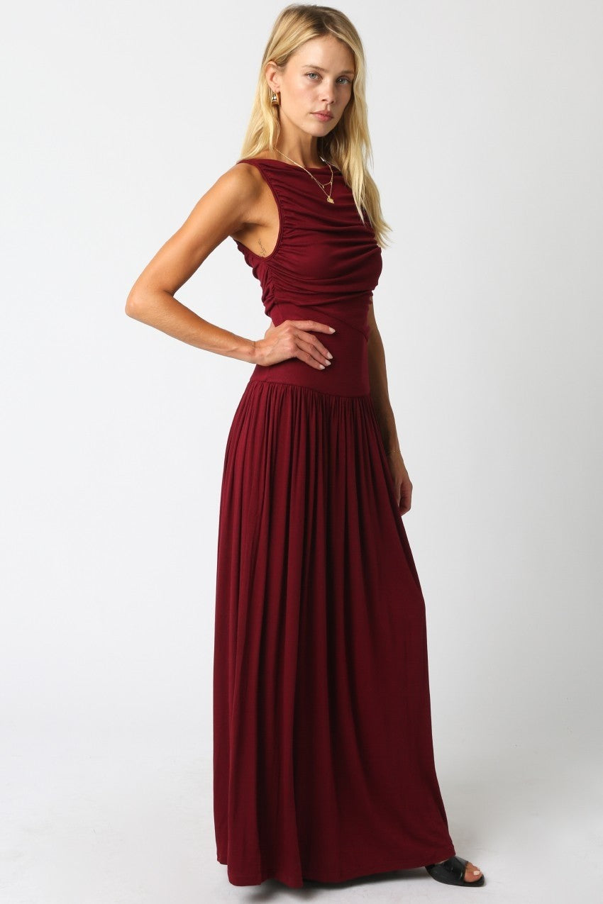 Bordeaux Ruched Maxi