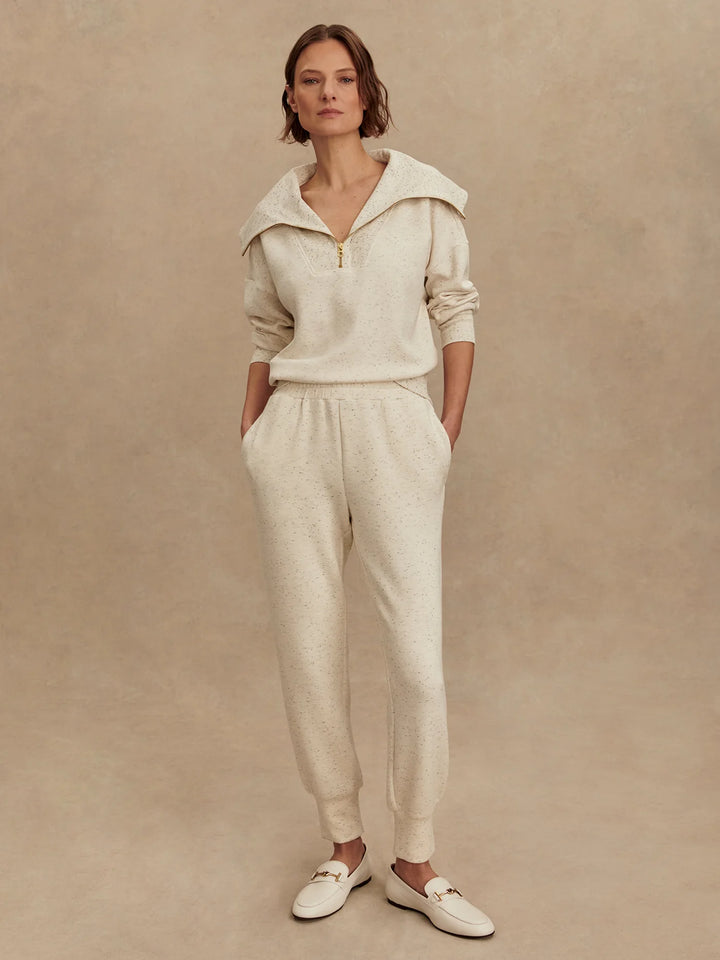 Varley | Slim Cuff Pant 25" - Ivory Marl Fleck