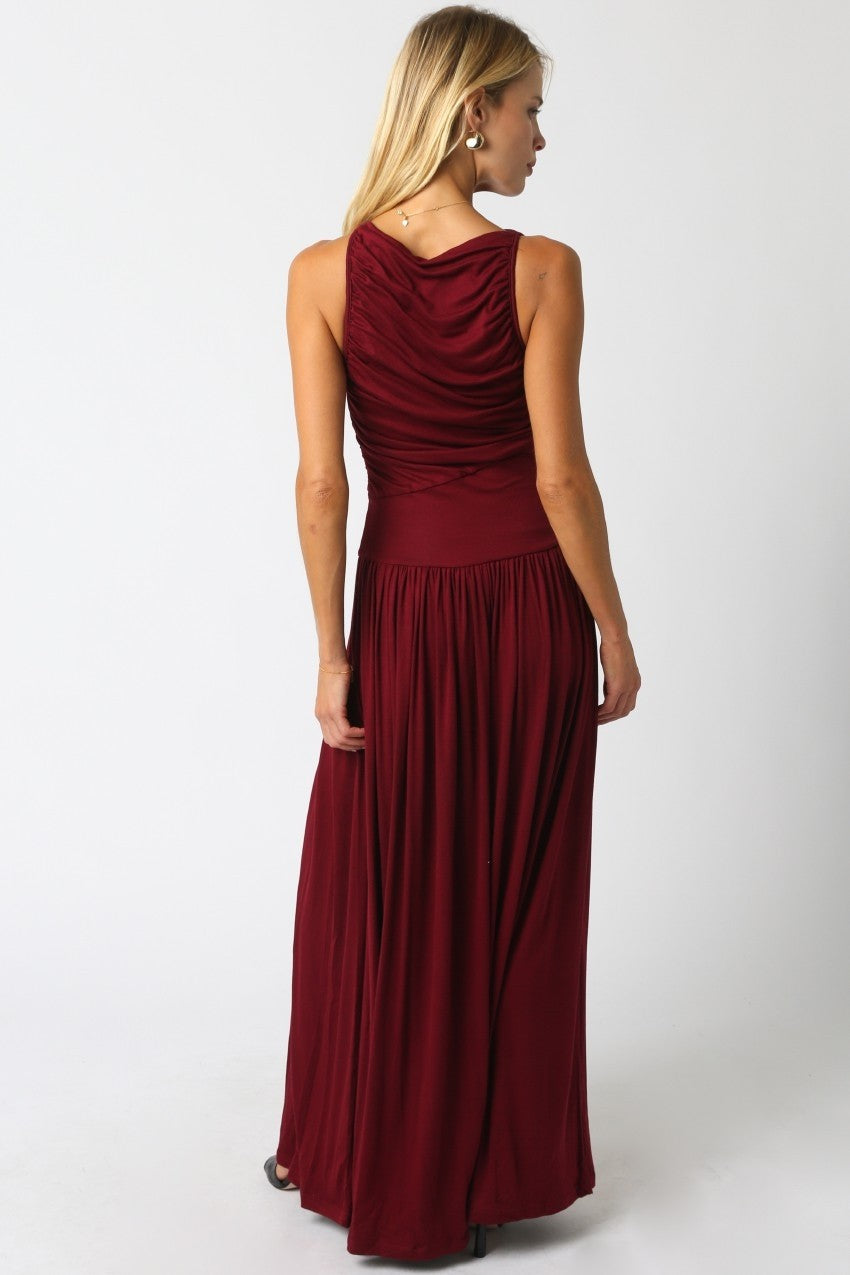 Bordeaux Ruched Maxi
