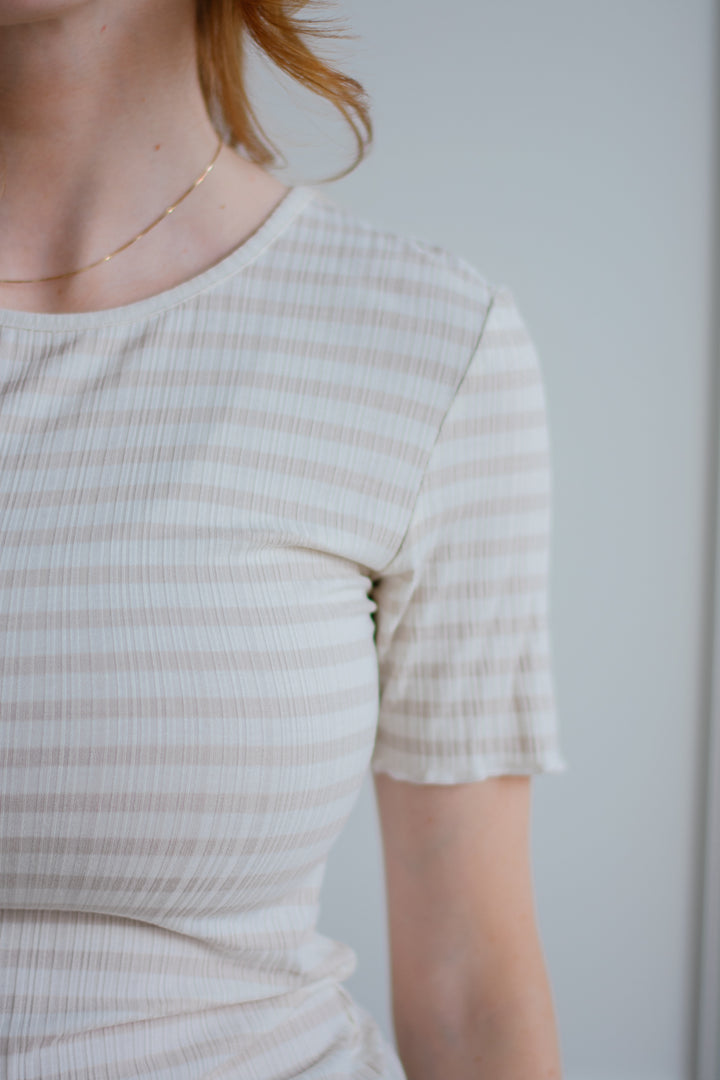 ICHI | Cella Basic Short Sleeve - Oatmeal