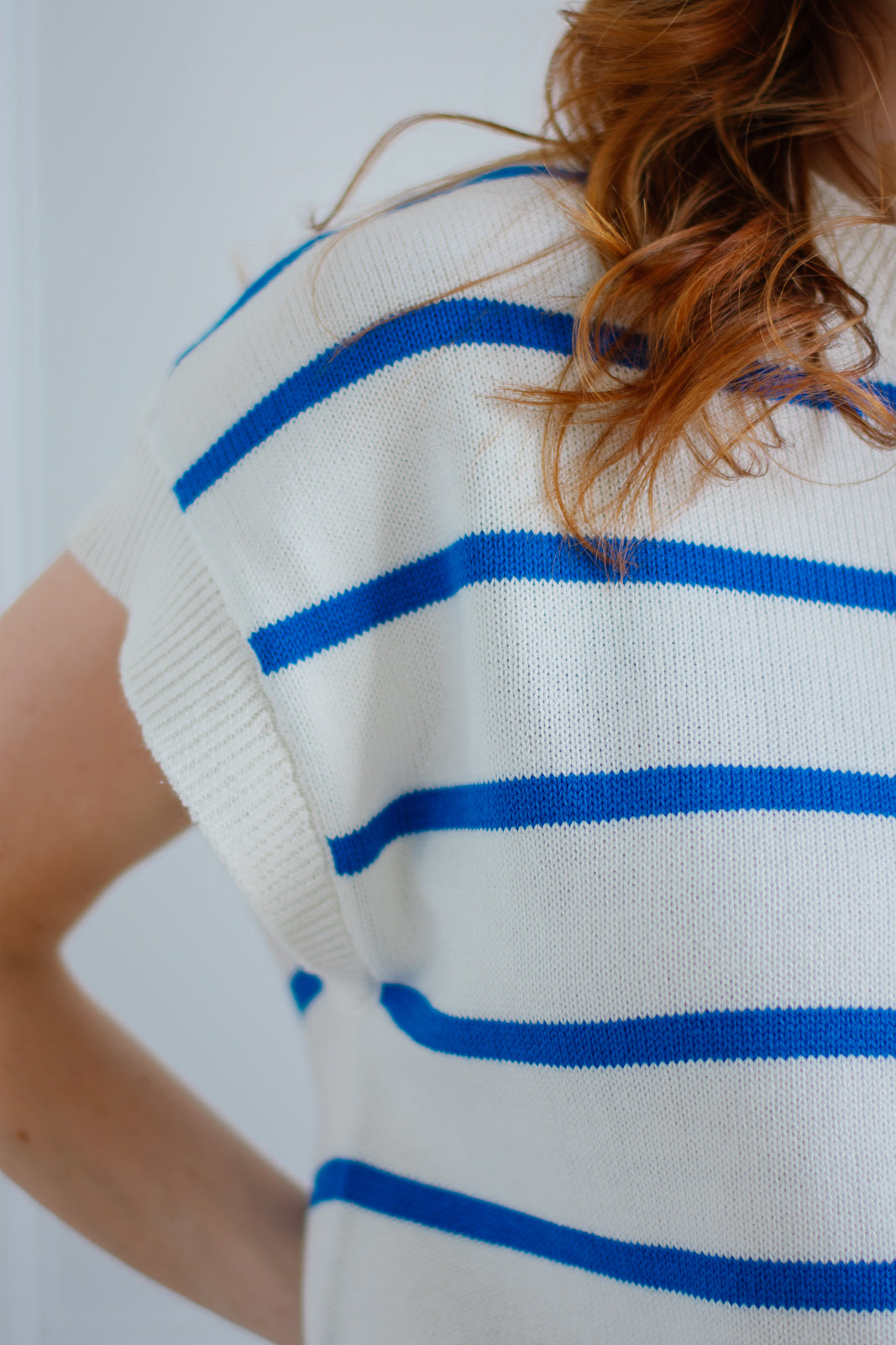 Cobalt Striped Boxy Knit Tank