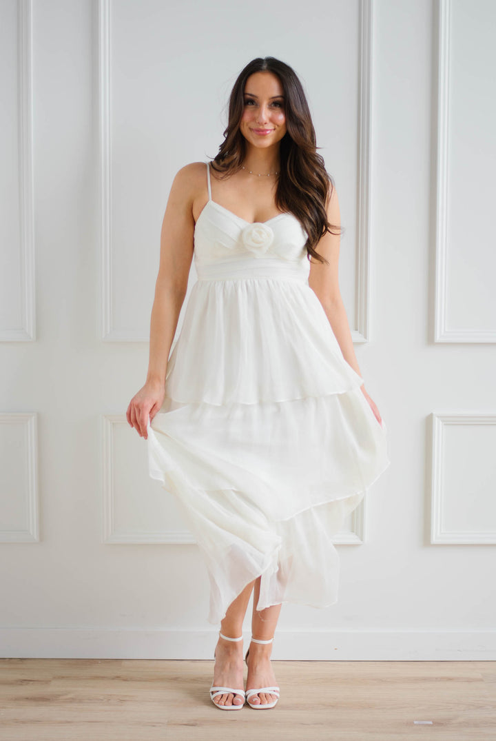 Cream Tulle Rosette Dress