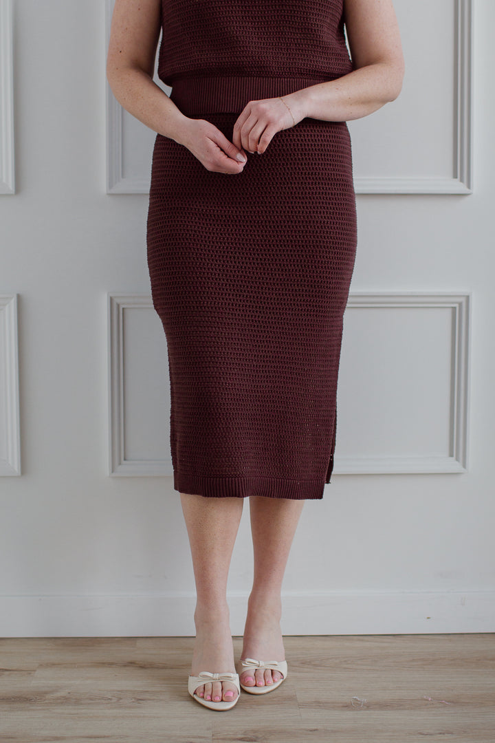 Crochet Knit Skirt - Sepia