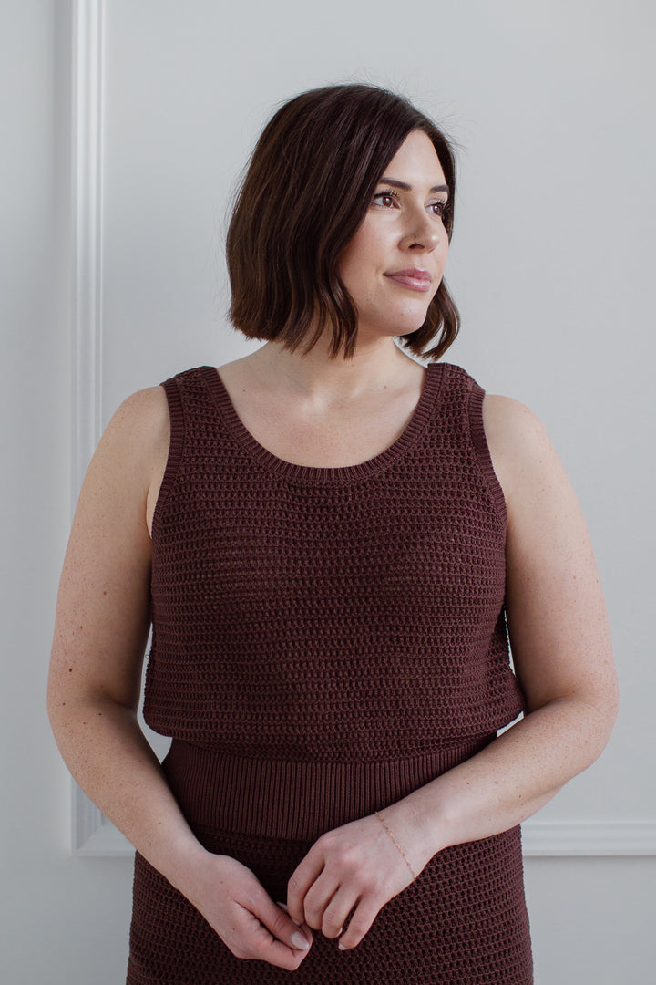 Knit Crochet Tank - Sepia