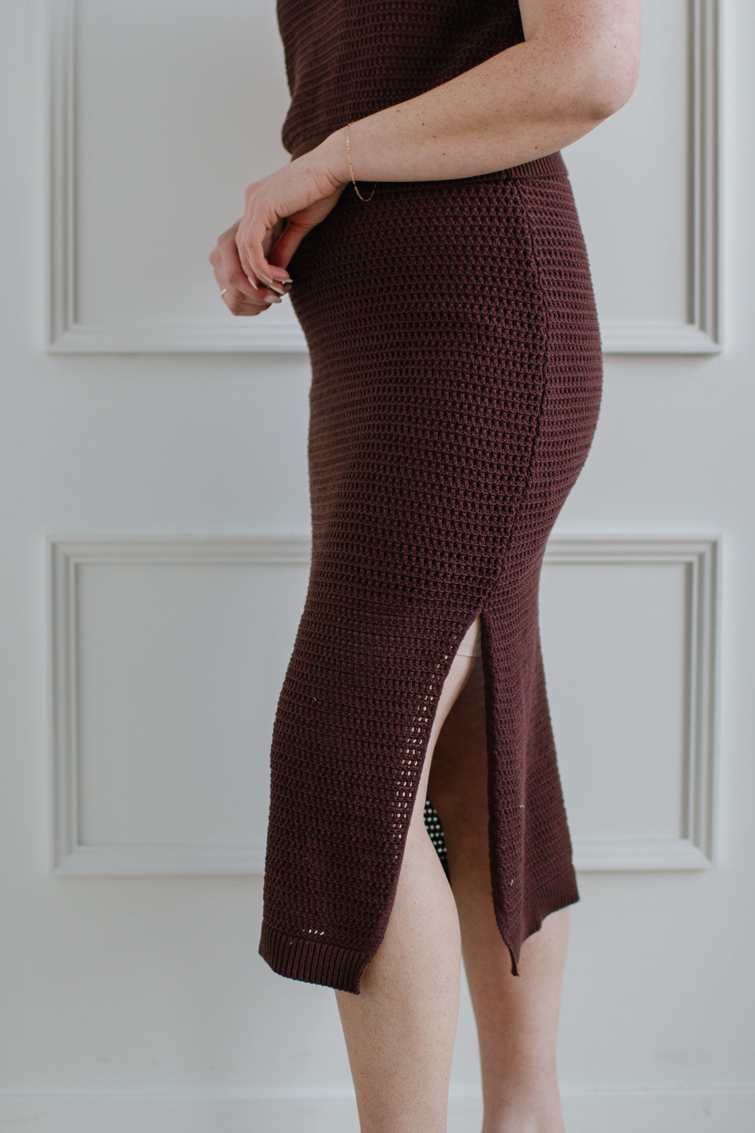 Crochet Knit Skirt - Sepia