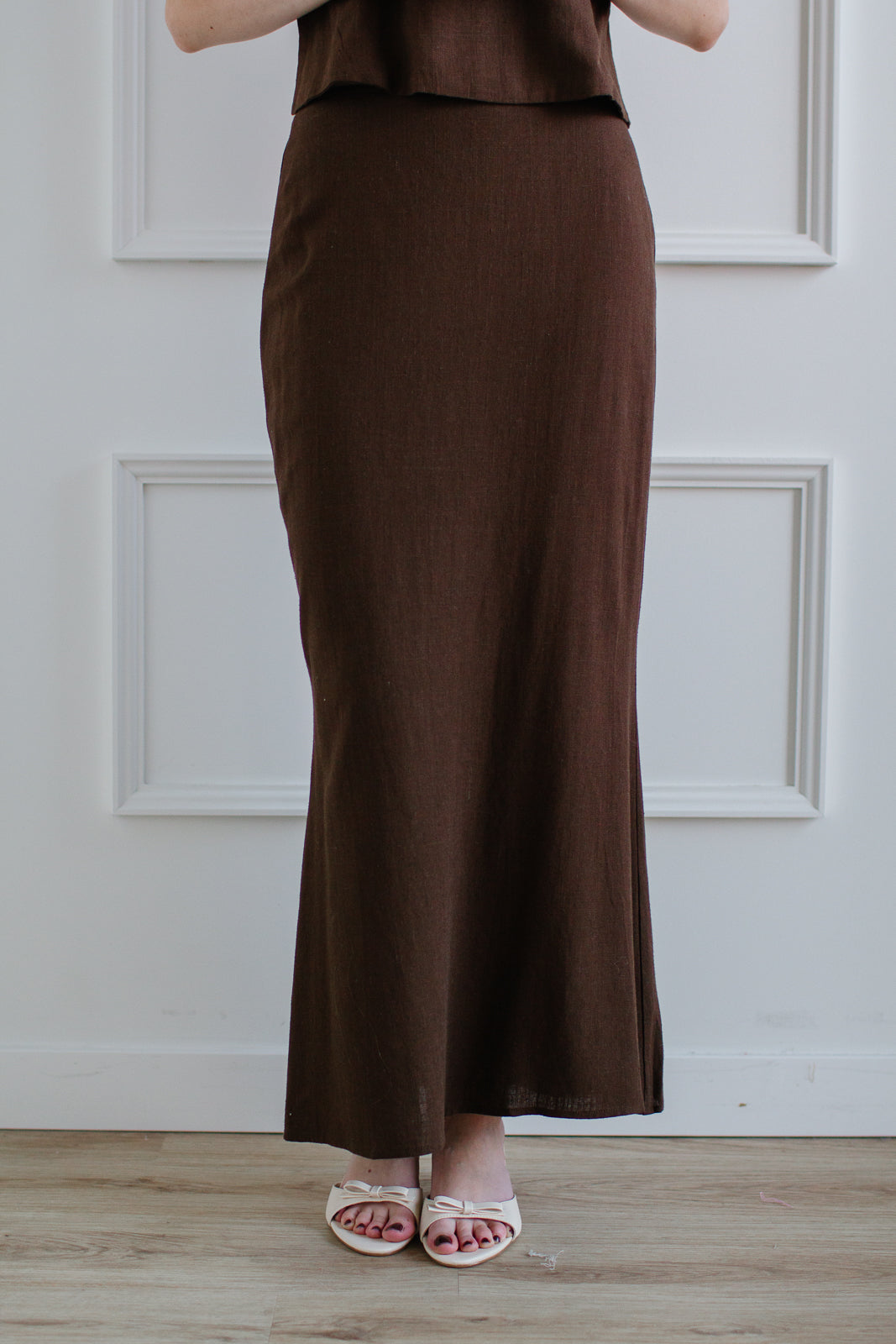 Alina Brown Linen Skirt