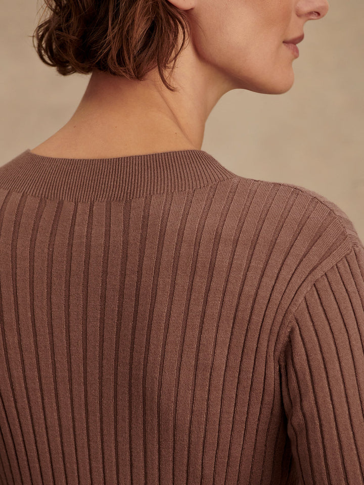 VARLEY | Maeve Rib Knit Dress - Deep Taupe