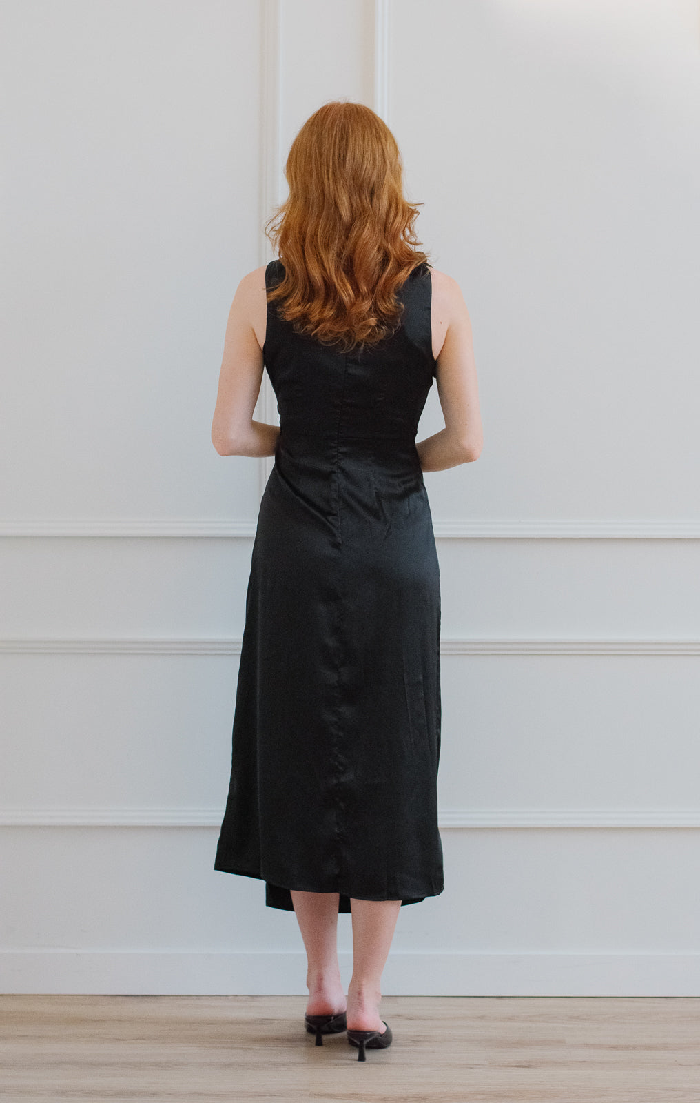 Black Satin Twist Midi