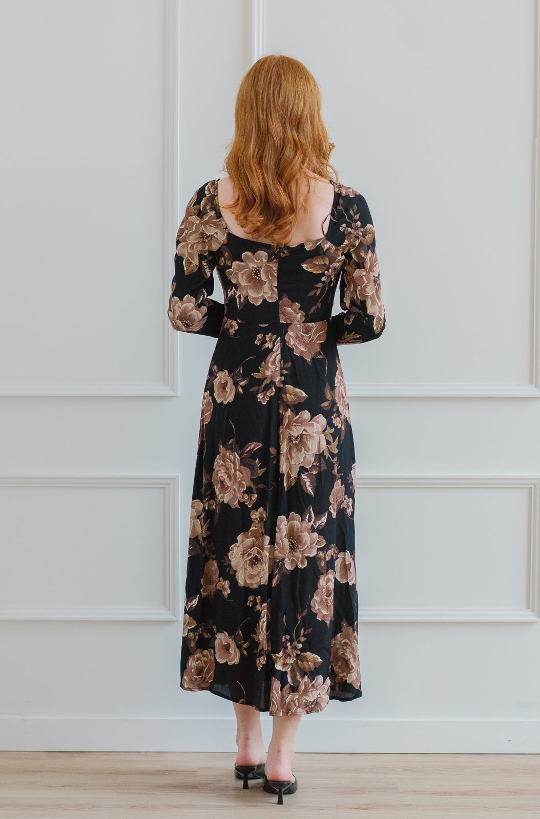 Mauve Roses Midi Dress