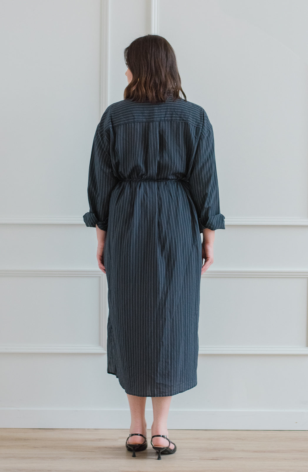 The Jill Navy Stripe Shirt Dress