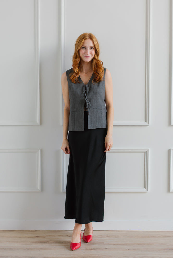 Black Satin Maxi Skirt