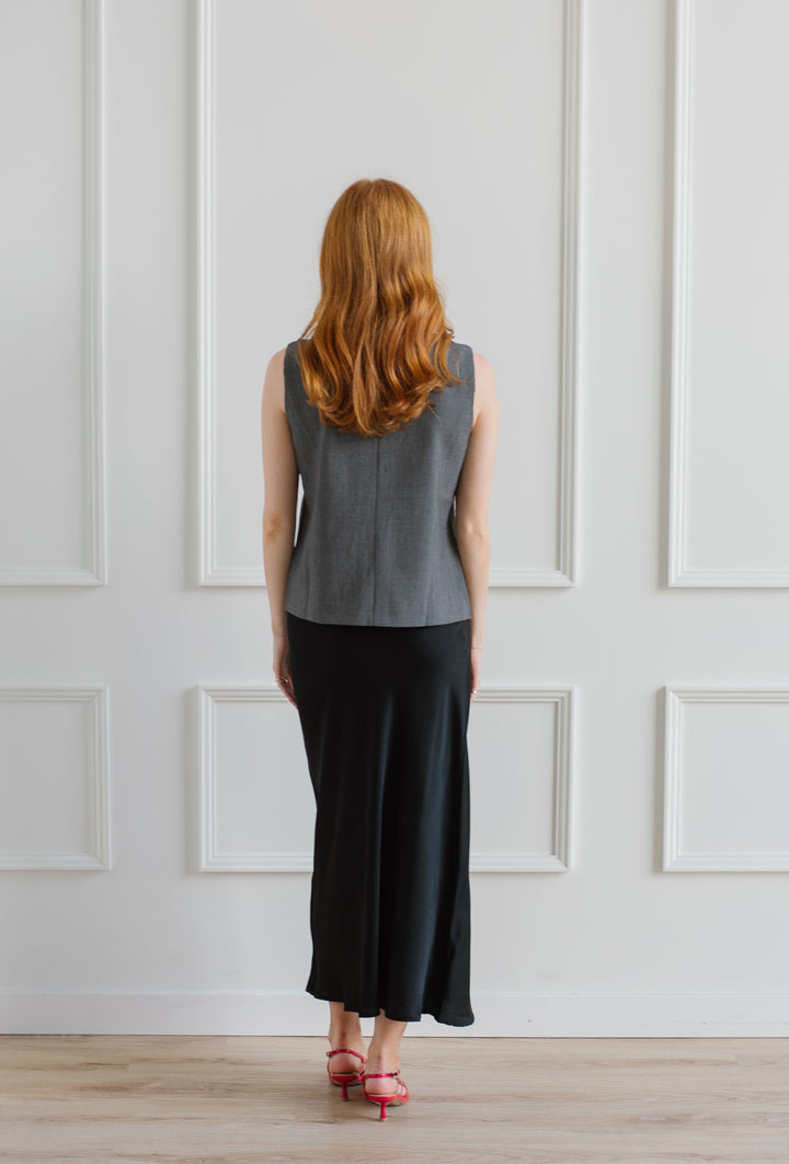 Black Satin Maxi Skirt