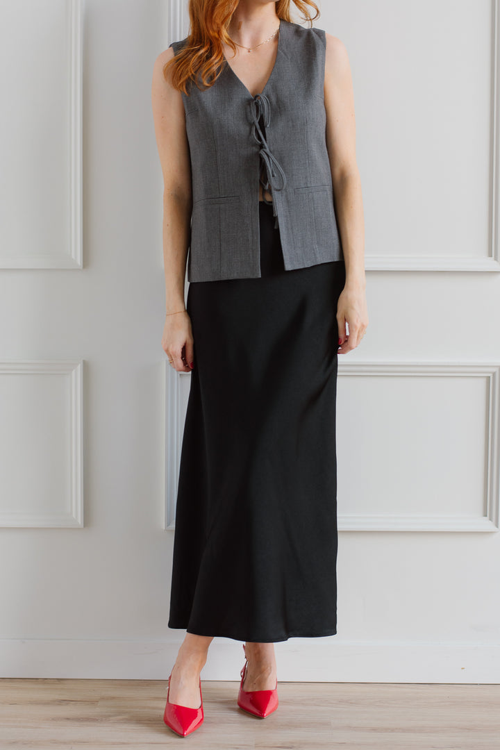 Black Satin Maxi Skirt