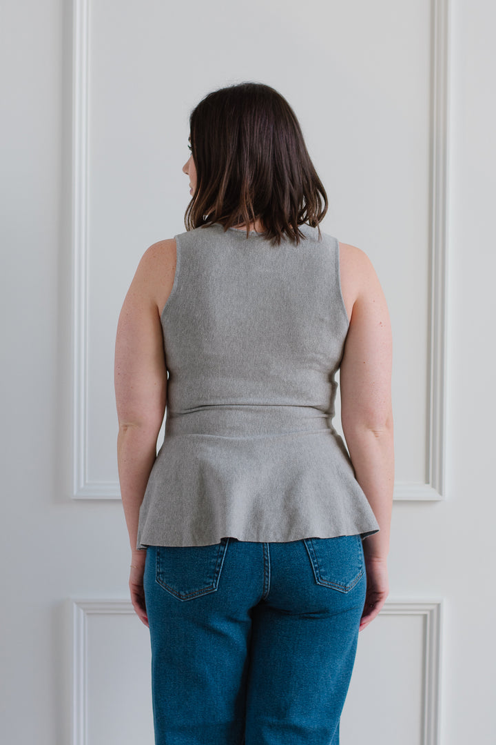 Knit Peplum Top - Grey