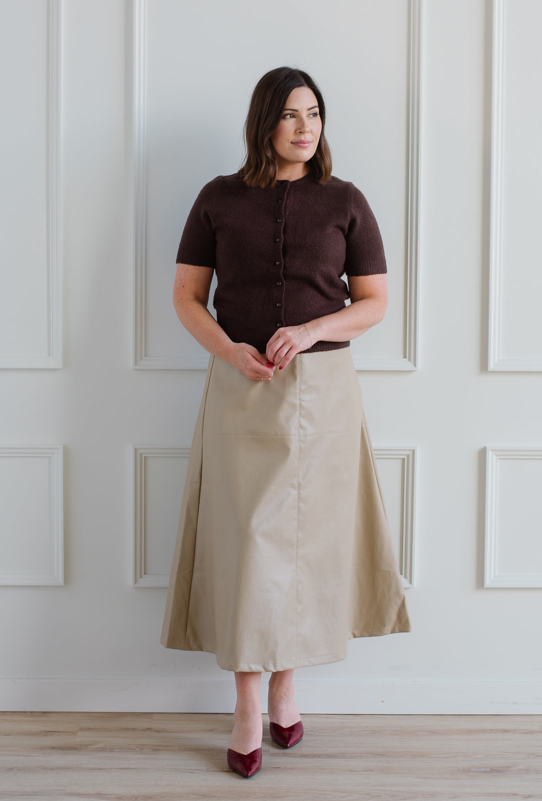 Plus size leather flare skirt best sale