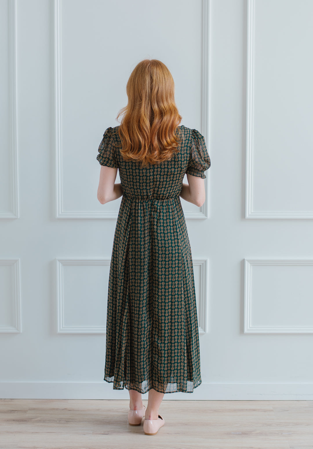 Pine Ditsy Floral Midi Dress