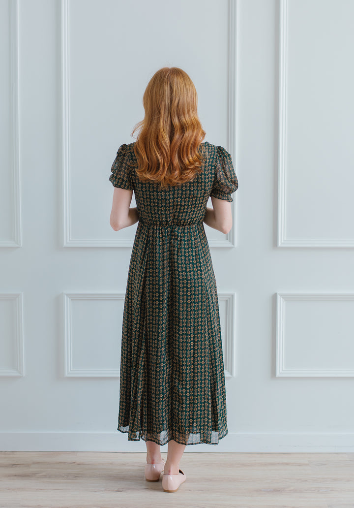 Pine Ditsy Floral Midi Dress