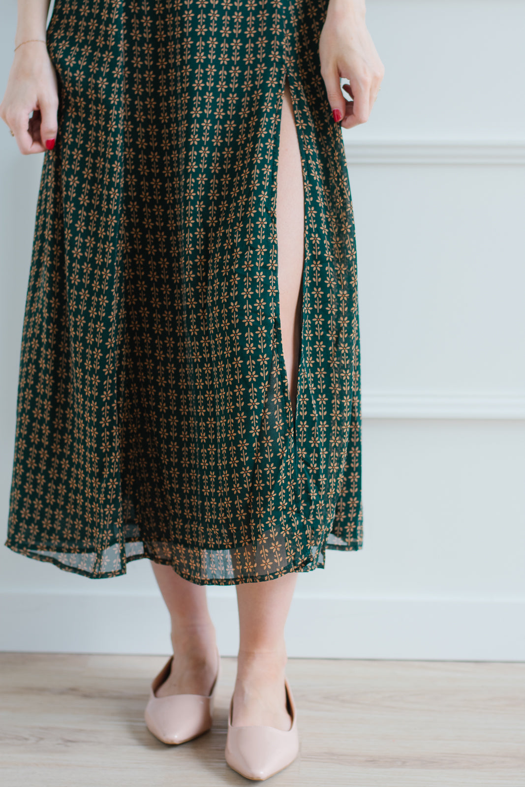 Pine Ditsy Floral Midi Dress