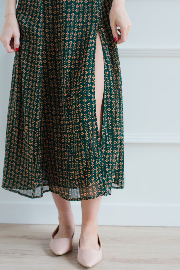 Pine Ditsy Floral Midi Dress