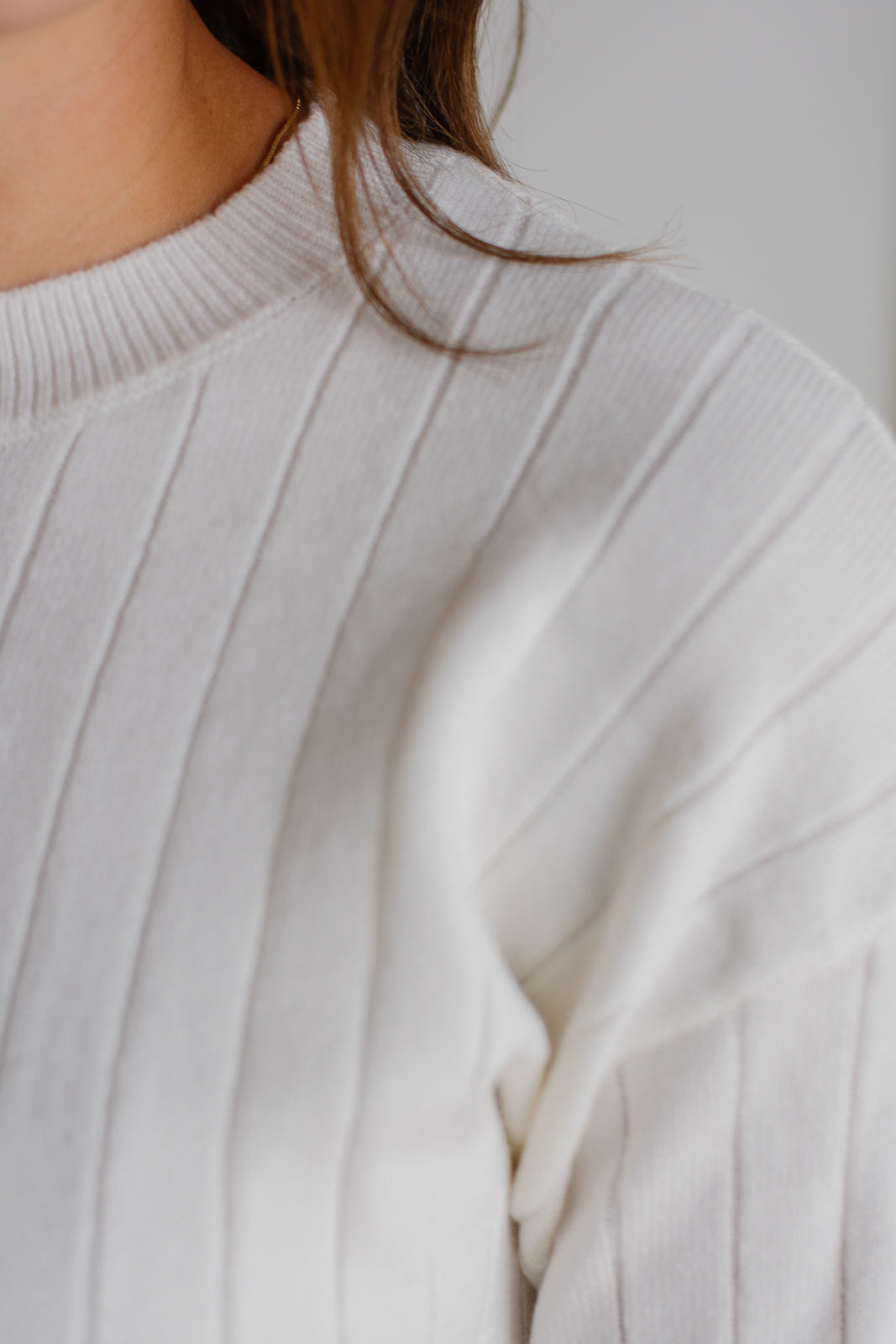 Ivory Ribbed Knit Sweater