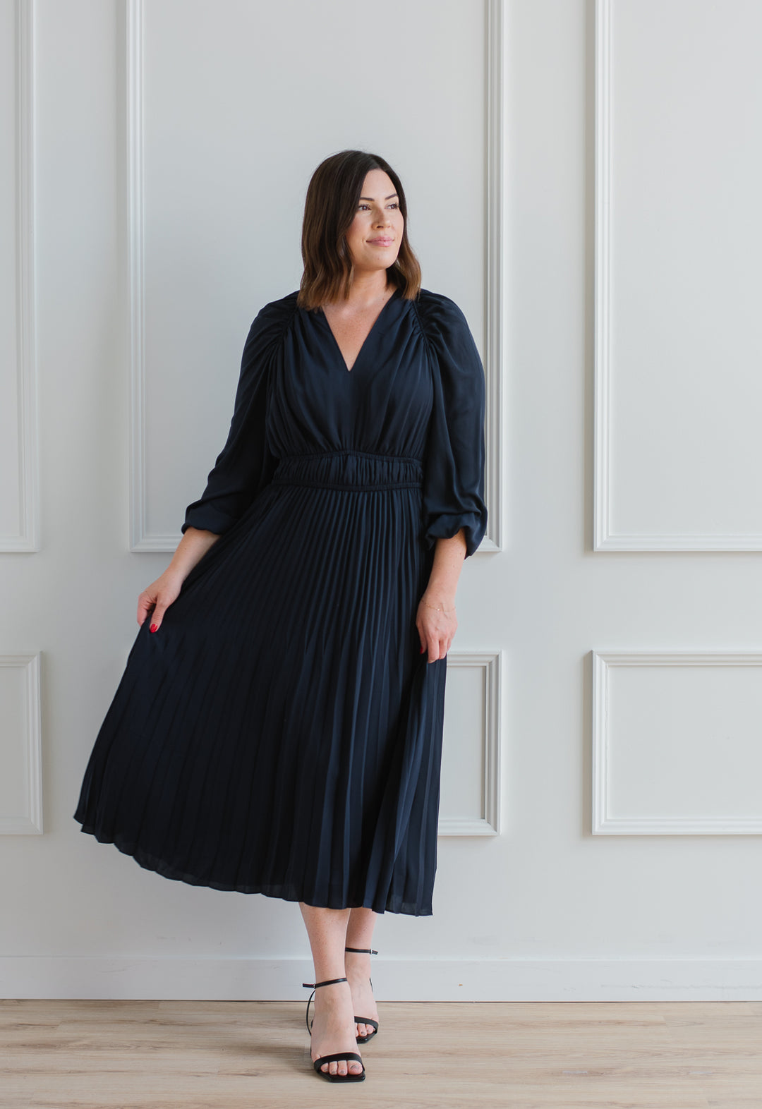 Dark Slate Satin Midi