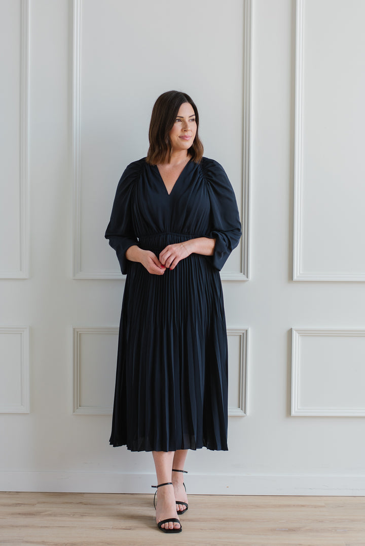 Dark Slate Satin Midi