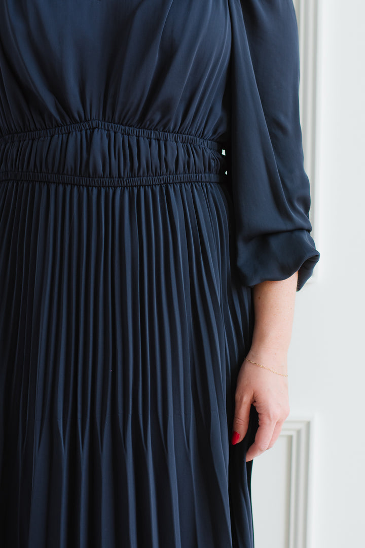 Dark Slate Satin Midi