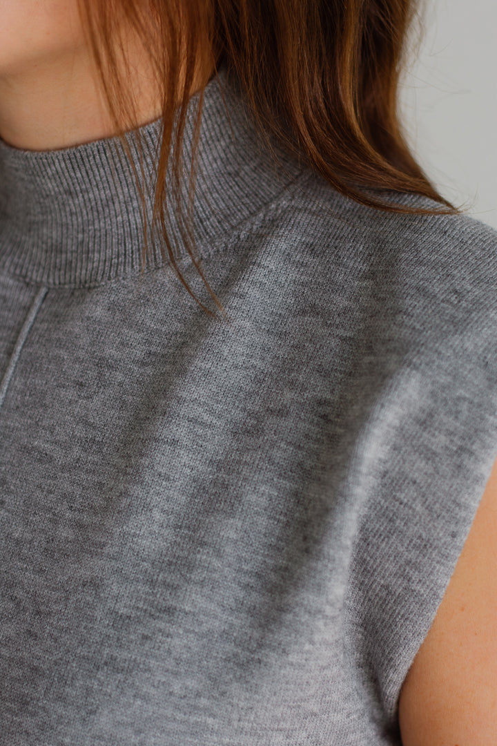 Grey Mock Neck Sweater Dress