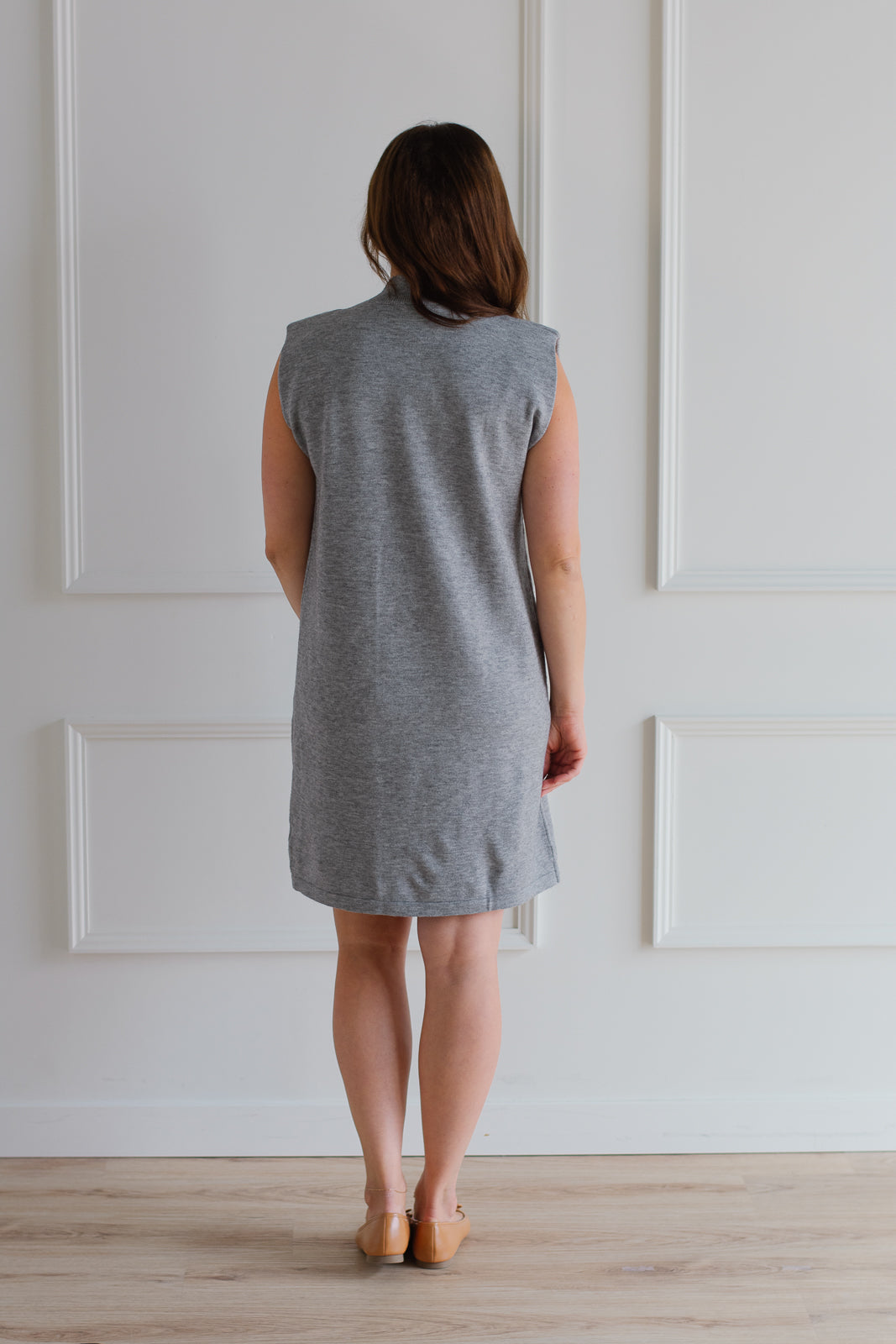 Grey Mock Neck Sweater Dress