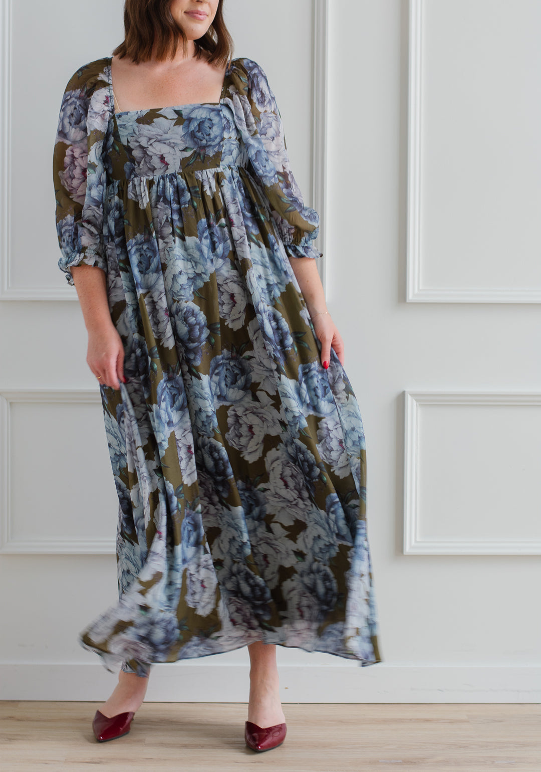 Olive Floral Maxi Dress