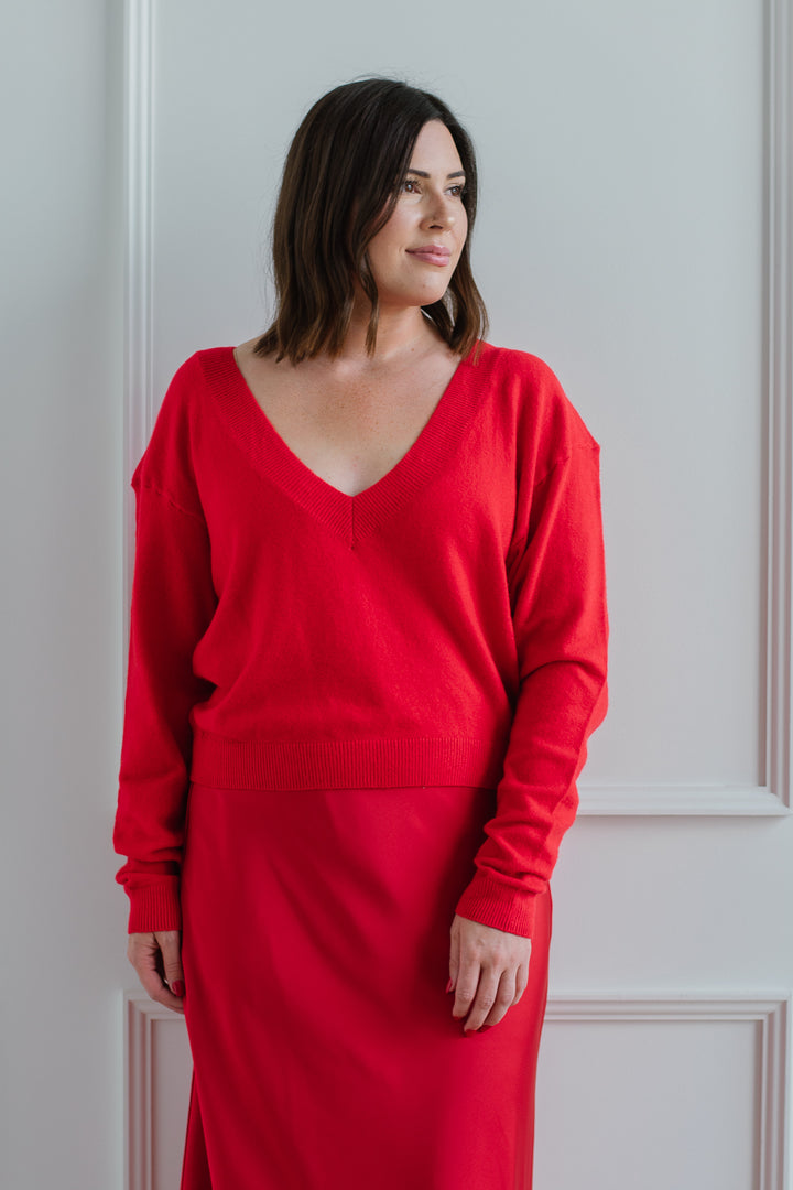 Cardinal Red V-Neck Sweater