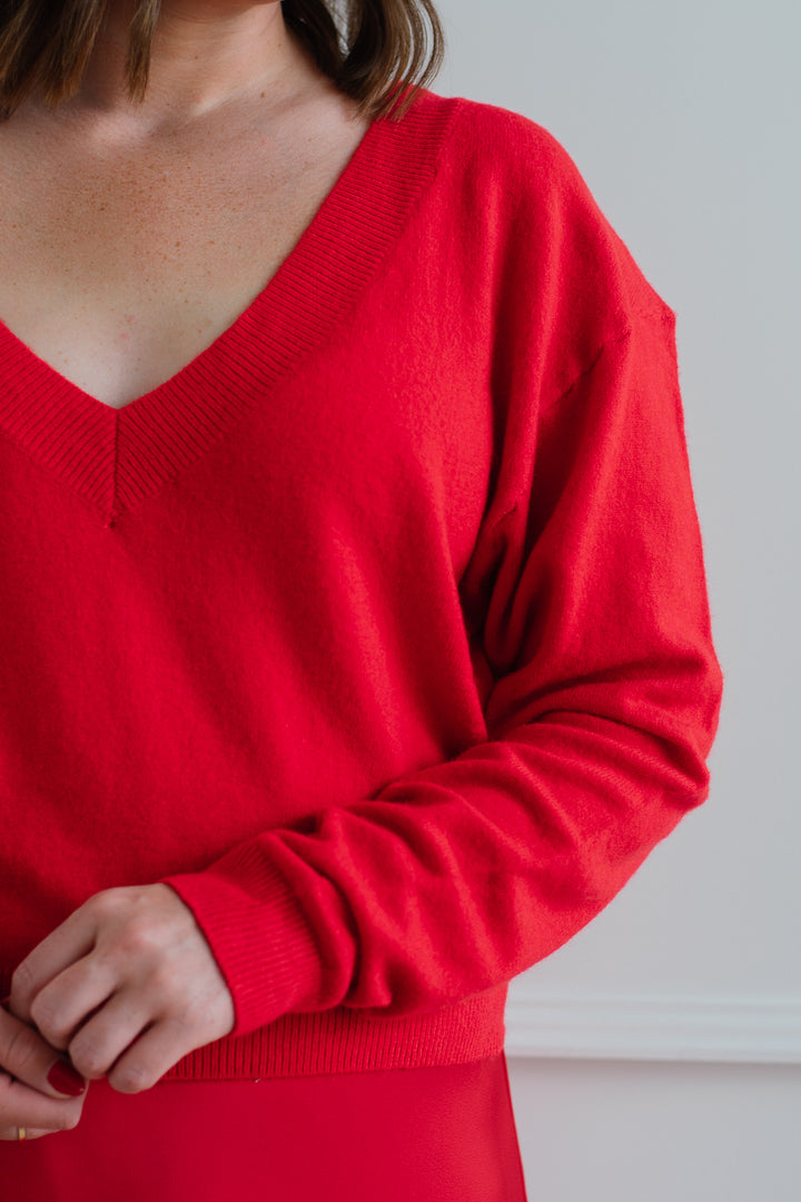 Cardinal Red V-Neck Sweater